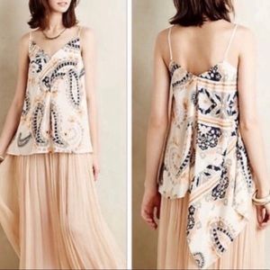 Anthropologie HD In Paris Paisley Moonset Silk Asymmetrical Tank Size 2